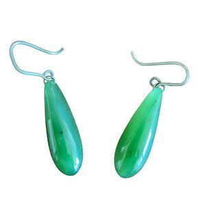 Handcrafted Natural Stone Green Agate Dangle Earrings